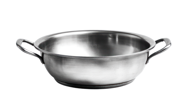 Stainless steel pot with sturdy handles, perfect for cooking a variety of meals. Durable and easy to clean for everyday use in kitchens.