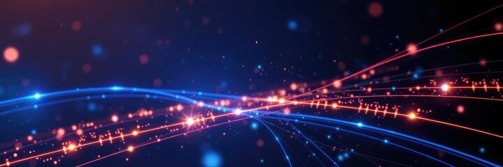Abstract technology background with digital lines and glowing particles, glowing, innovation, digital