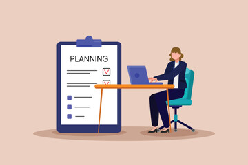 Planning concept. Colored flat vector illustration isolated.