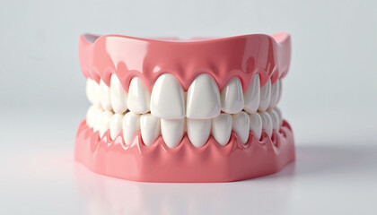 Obraz premium Dental model showcasing perfect teeth on white background