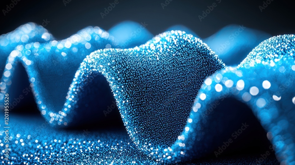 Wall mural abstract blue particle wave surface: a dynamic 3d texture