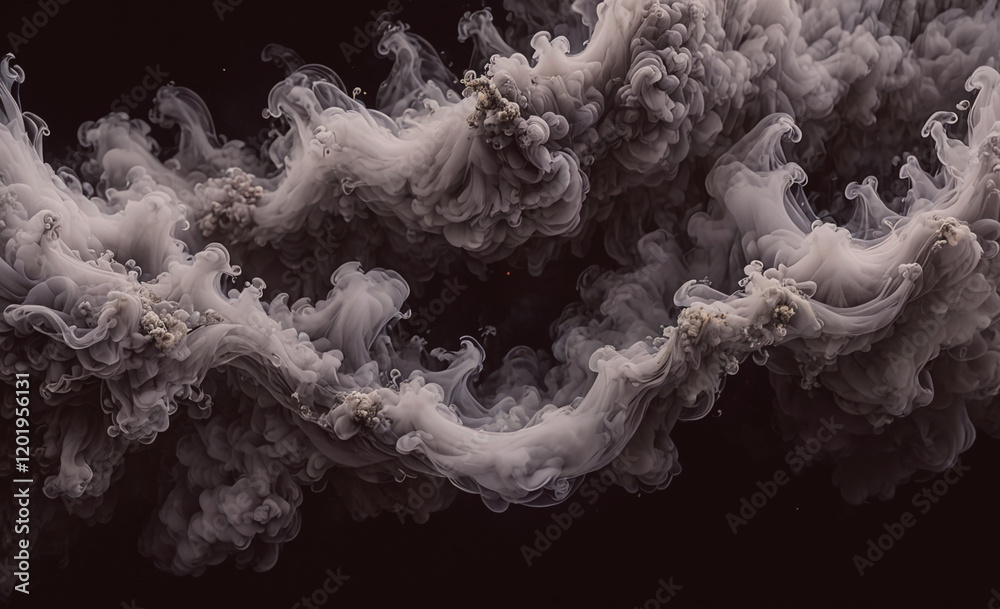 Poster a large cloud of smoke is billowing out of a fire. the smoke is thick and dark, creating a sense of 