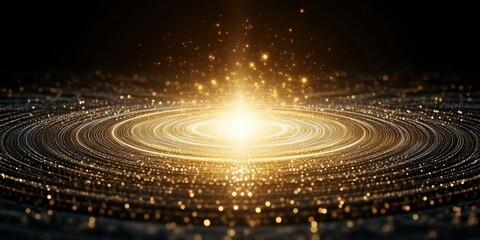 Radiant Golden Light Burst: Captivating Sparkling Energy Design for Dramatic Visual Impact and Stunning Backgrounds.
