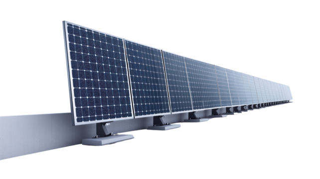 A row of solar panels installed on a rooftop, showcasing eco-friendly energy solutions and innovation in renewable technology.