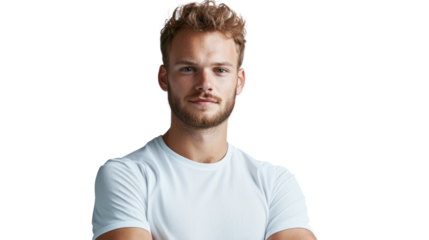 Young man with casual attire and confident expression. Ideal for concepts related to youth, fitness, style, or modern lifestyle.