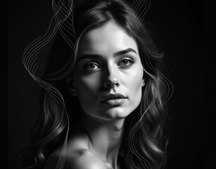 Fototapeta premium Black and white woman portrait