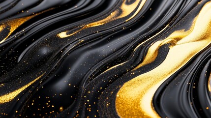 Deep Gold Black Cosmic Swirl Texture - Abstract cosmic swirl texture, symbolizing luxury, elegance, mystery, infinity, and power.  Deep gold and black paint blend in wavy patterns.