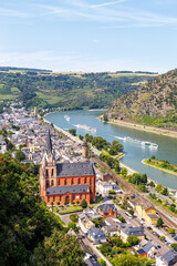 City Oberwesel part of UNESCO World Heritage Site Middle Rhine Valley portrait format in Germany