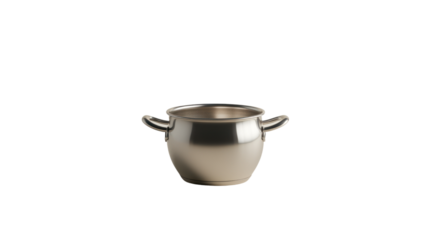 A polished metallic cooking pot with a sleek design. Perfect for showcasing culinary elegance in your kitchen or dining space.