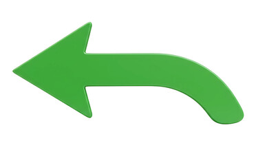 Curved Green Arrow Icon Pointing Left on White Background