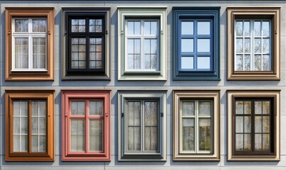 Obraz premium Colorful Window Frames Architectural Variety Display