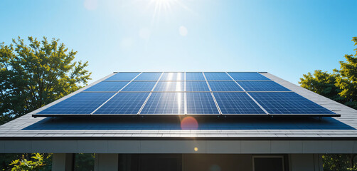 SOLAR PANEL SYSTEM ON ROOF TOP OF HOUSE