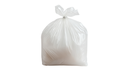 A clear plastic garbage bag filled with waste, representing environmental concerns and waste management issues that affect our planet today.