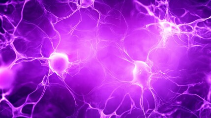 Purple Neural Network Abstract - Abstract image of a vibrant purple neural network, glowing with energy, ideal for science, technology, and medical backgrounds.