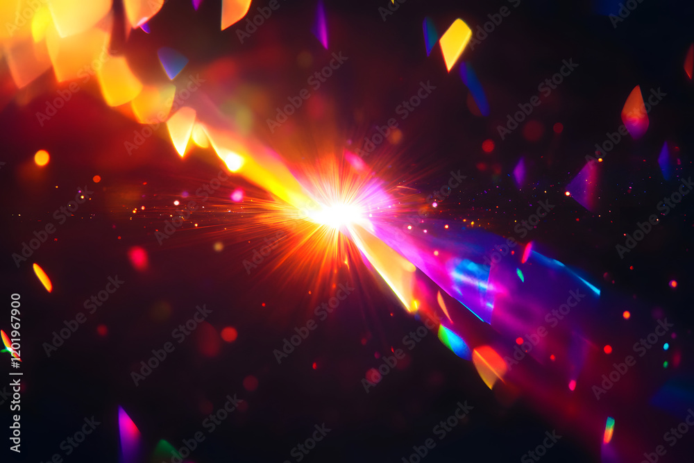 Canvas Prints colorful light spectrum sparkles on dark background. futuristic design visual, abstract digital art.