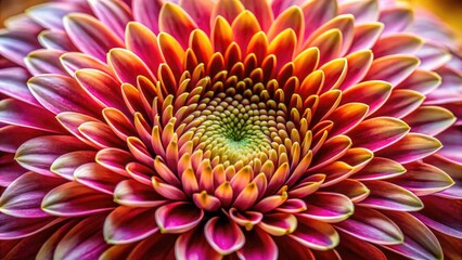 A close-up of the intricate details of a sprint flower's petals, showcasing its unique texture and color patterns, close-up, macro, botanical, sunflower