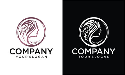 beauty women logo with creative unique concept premium vector
