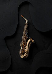 Obraz premium Elegant golden saxophone on dark gradient background