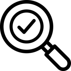 Magnifying Glass Icon with Checkmark Symbolizing Research and Validation


