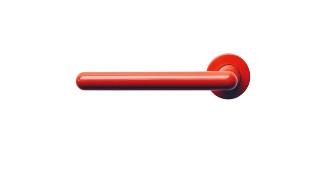 A vibrant, modern, red handle against a sleek background, exemplifying contemporary design suitable for various creative projects.