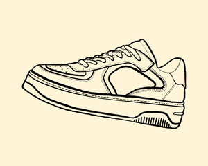 Black outline of a low sneaker