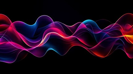 Dynamic waves of colorful movement in a dark environment abstract art vibrant background energetic viewpoint