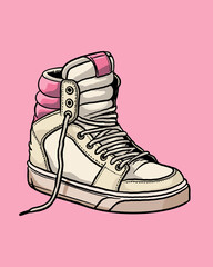 Pink worn sneaker illustration