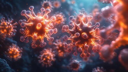 Hyper-detailed Interaction of Viruses in 3D Render