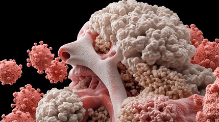 Illustration of Viruses Attacking the Respiratory System