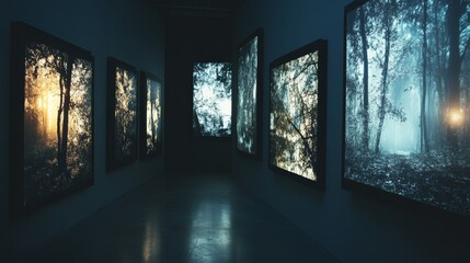 Fototapeta premium Gallery Display of Serene Forest Scenes