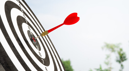 red arrow on target with blur background