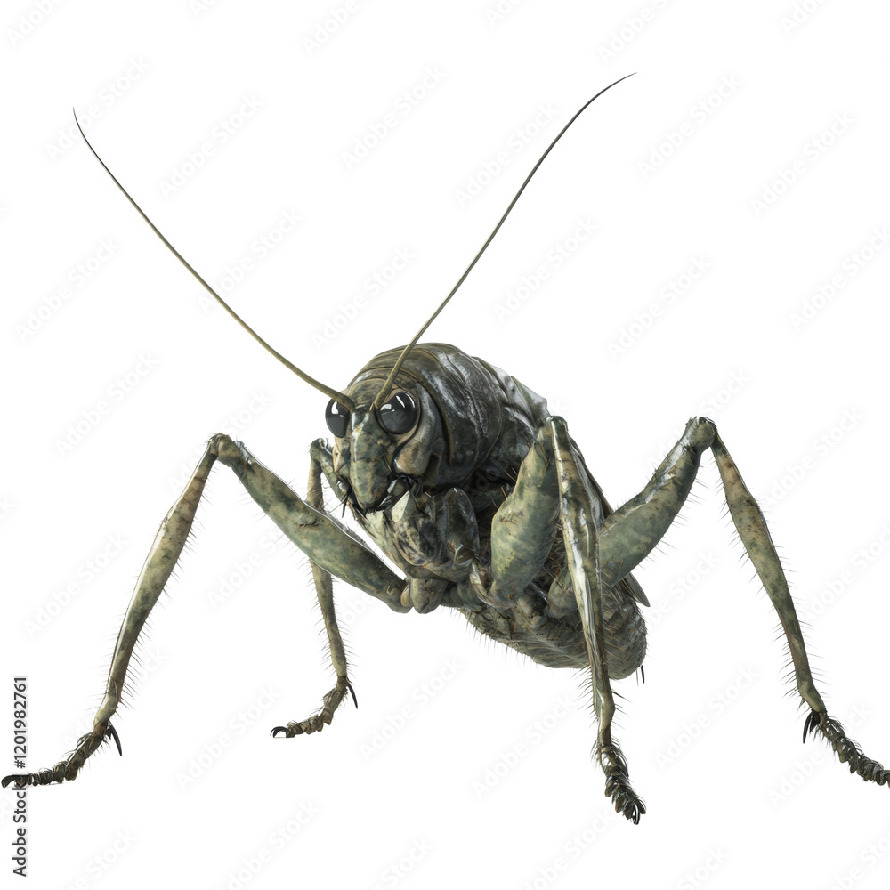 Poster A detailed 3D render showcases a large, spiny insect with a realistic textured exoskeleton.