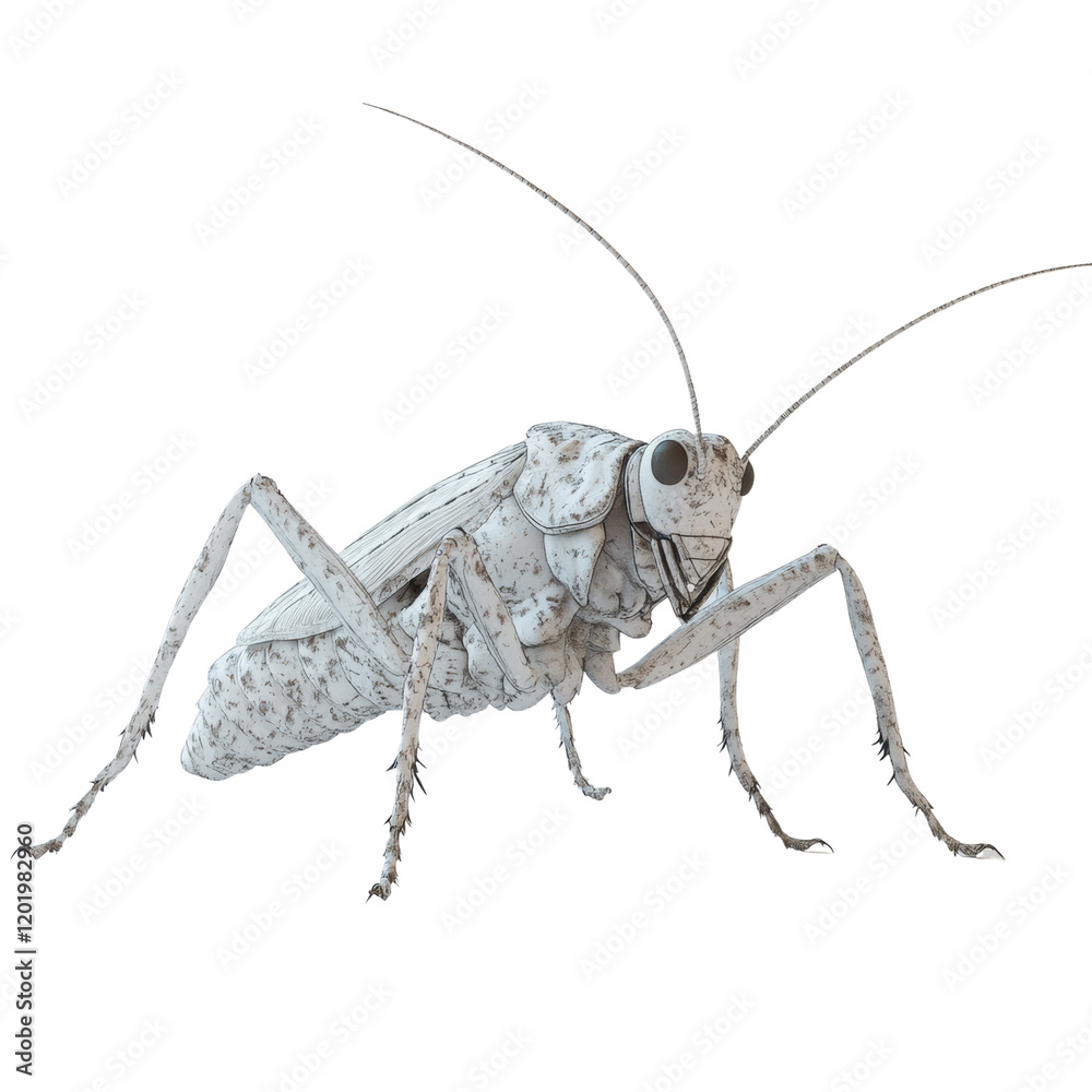 Poster A detailed 3D wireframe rendering showcases a grasshopper against a plain white background.  The image highlights the insects intricate anatomical features.