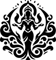 Fototapeta premium vector illustration design image icon logo symbol silhouette creature god goddess sacred ethnic traditional.eps