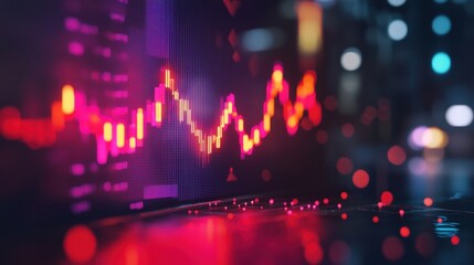 Computer screen displaying vibrant colors and graphics in a modern workspace setting