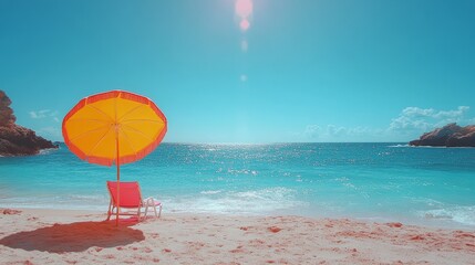 Sun-kissed sands and tranquil turquoise waters invite relaxation on a summer's day beach escape