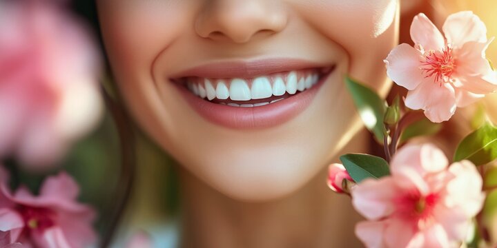 Bright Smile with Flowers and Natural Glow
 - Powered by Adobe