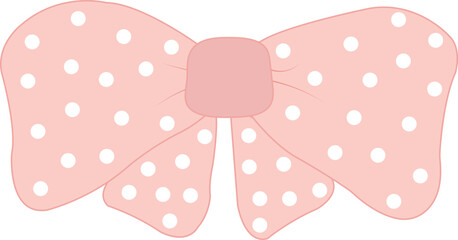 Cute pink bow with polka dots digital art whimsical style bright background