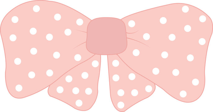 Cute pink bow with polka dots digital art whimsical style bright background