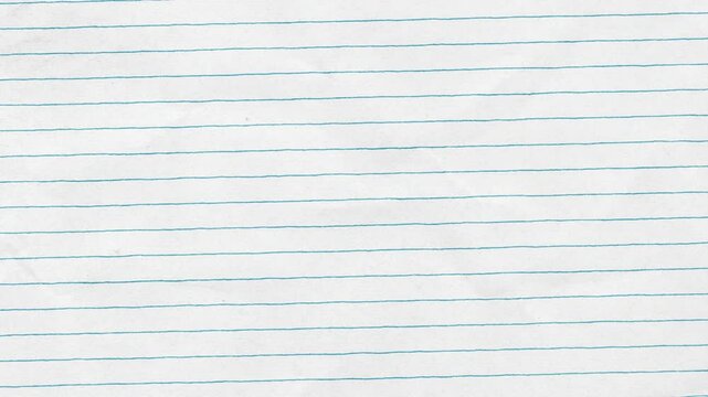 Looping background animation of a crumpled up lined paper. Wrinkled white paper with blue horizontal lines background for motion graphics.