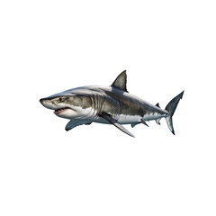 Obraz premium Great White Shark: A majestic Great White shark with its distinctive white underbelly and powerful fins glides through the water, a predator at the top of the food chain.