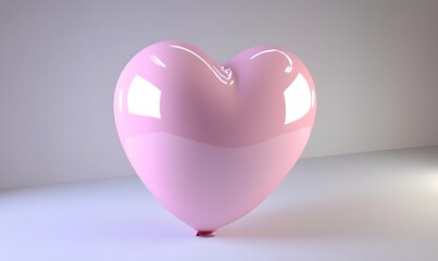 Pink heart-shaped balloon on white background. (2)
