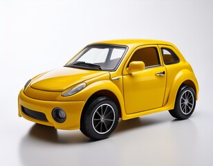 a yellow toy car on a white background