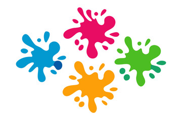 Colorful Abstract Art with Paint Splatters vector illustration on Transparent Background