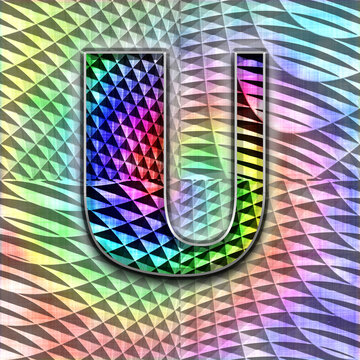 Capital letter U with rainbow colors and design "fabric baffled"