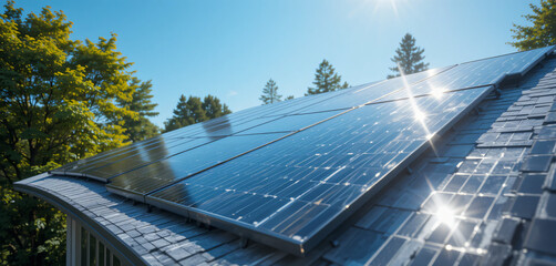 SOLAR PANEL SYSTEM ON ROOF TOP OF HOUSE 