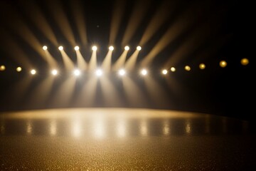 round gold stage showcase platform with shimmering bokeh light background