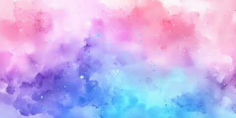 Vibrant pink clouds set against a colorful watercolor backdrop.