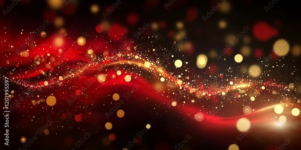 Wall mural eye-catching design with shimmering particles on a deep black canvas.