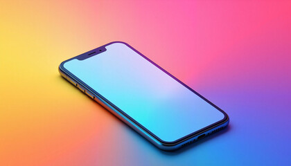 Fototapeta premium Blank smartphone mockup on colorful gradient background, vibrant design for advertising